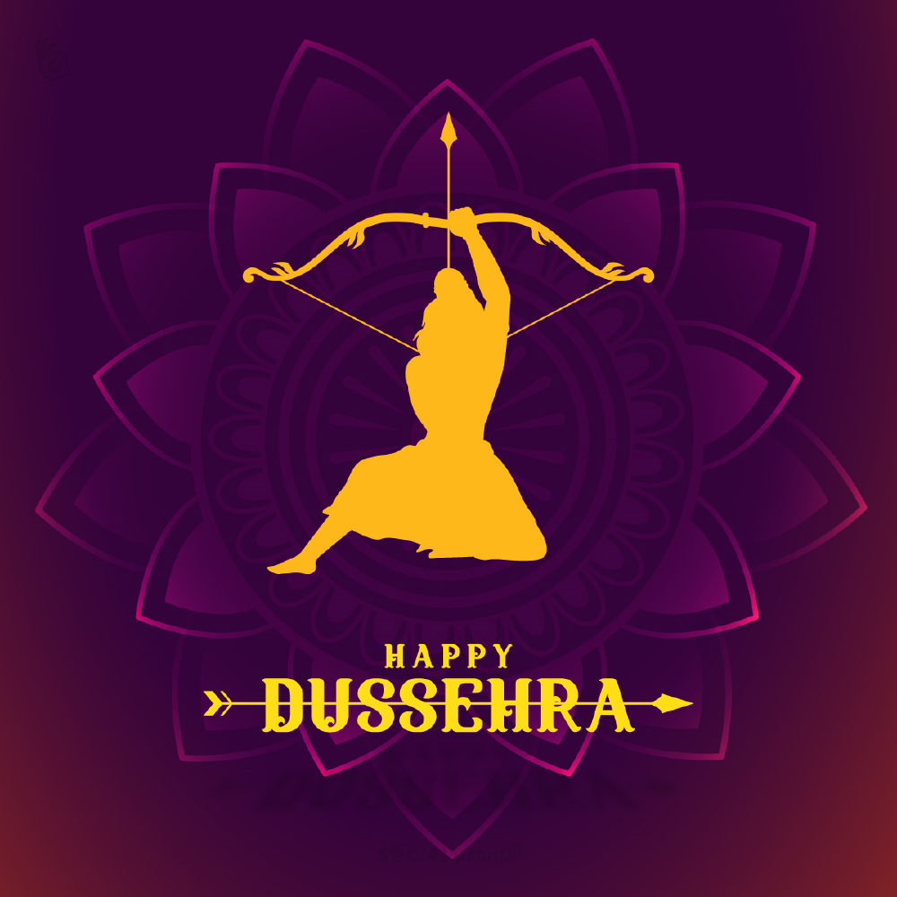 Happy Dussehra Wishes Image with Lord Ram Illustration Photo