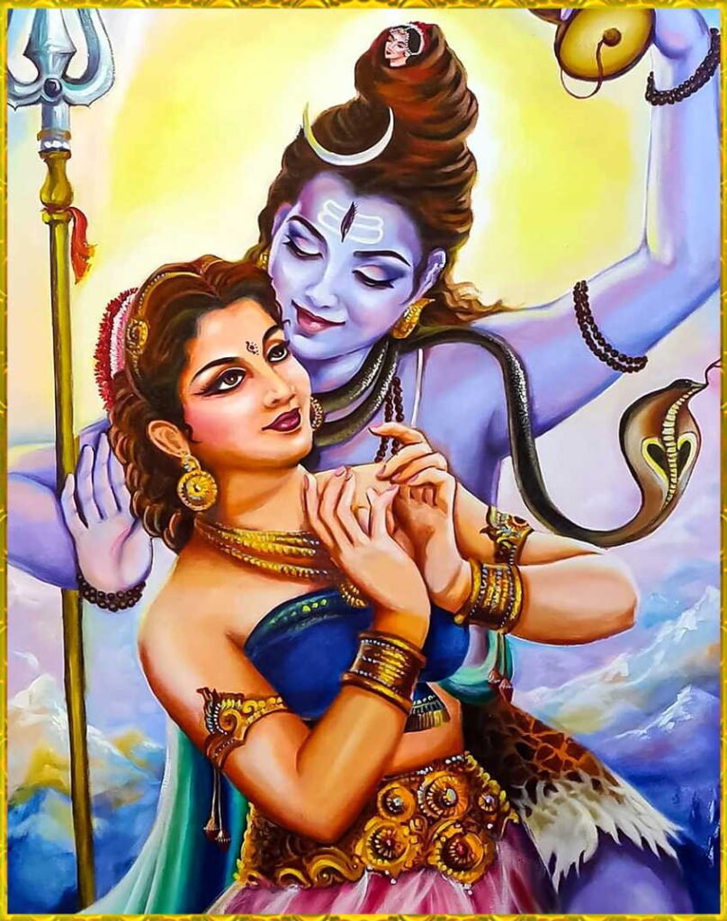 The Divine couple Lord Shiva and Parvati in creative art painting wallpaper   Pictures of shiva Lord shiva painting God illustrations